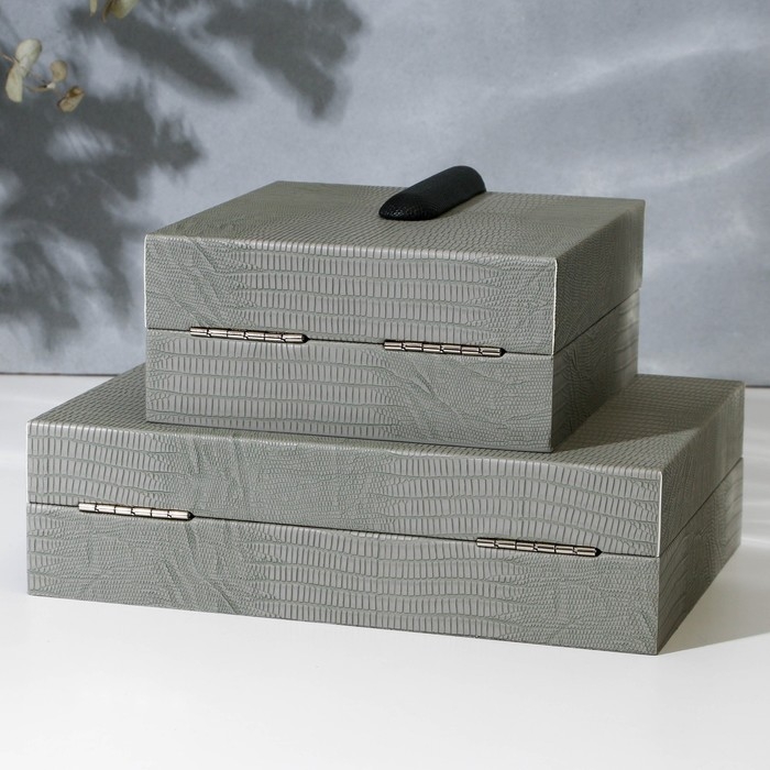 Шкатулка для украшений «Классика» экокожа, набор 2 шт. Шкатулка для украшений «Классика» экокожа, набор 2 шт.