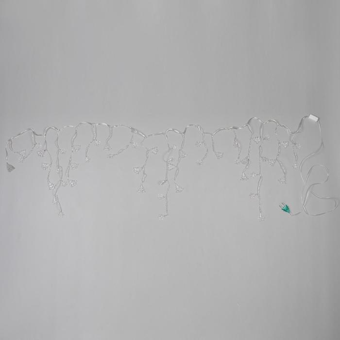 Гирлянда «Бахрома» 1.8 × 0.5 м с насадками «Ёлки и снежинки», IP20, прозрачная нить, 48 LED, свечение мульти (RG/RB), мигание, 220 В