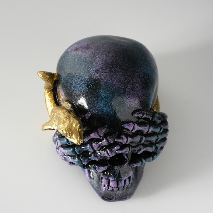 Сувенир полистоун  Сувенир полистоун "Змея на черепе" 15х12,5х12 см