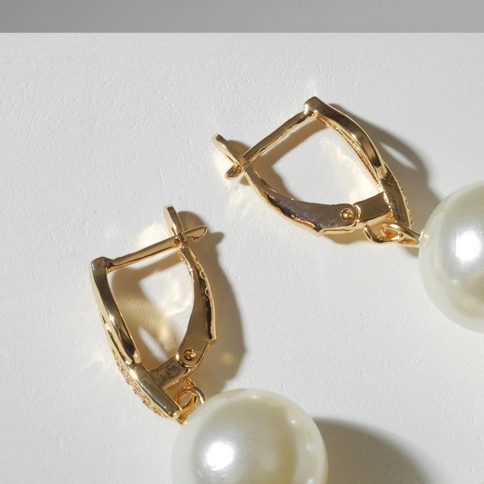 Серьги с жемчугом «Виноград» гроздь с нотой, цвет белый в золоте Серьги с жемчугом «Виноград» гроздь с нотой, цвет белый в золоте