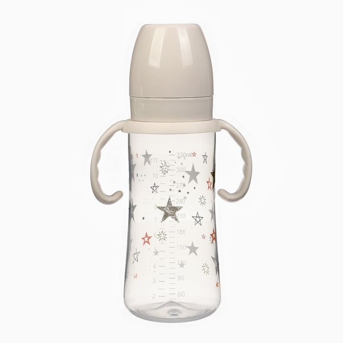 Бутылочка для кормления Ø50мм ШГ, «Звезды», 330мл, +3мес., цвет молочный