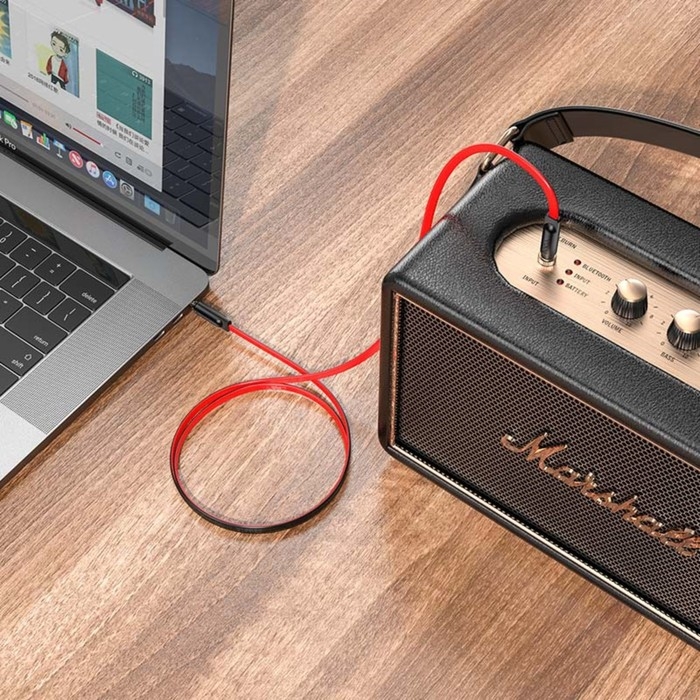 Кабель Hoco UPA16, Jack 3.5 мм (m) - Jack 3.5 мм (m), 1 м, TPE, красный Кабель Hoco UPA16, Jack 3.5 мм (m) - Jack 3.5 мм (m), 1 м, TPE, красный