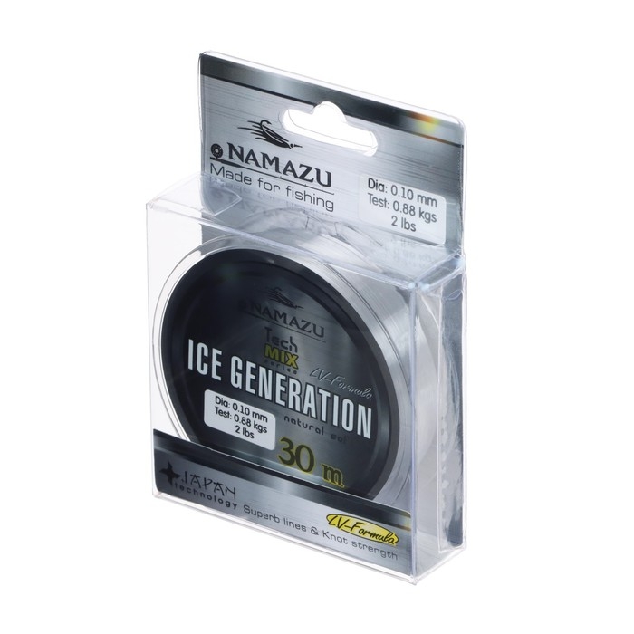 Леска Namazu Ice Generation, диаметр 0.10 мм, тест 0.88 кг, 30 м, прозрачная Леска Namazu Ice Generation, диаметр 0.10 мм, тест 0.88 кг, 30 м, прозрачная