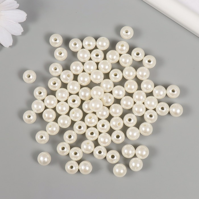 Набор бусин Набор бусин "Жемчуг" d 10 мм, 250 гр, молочный