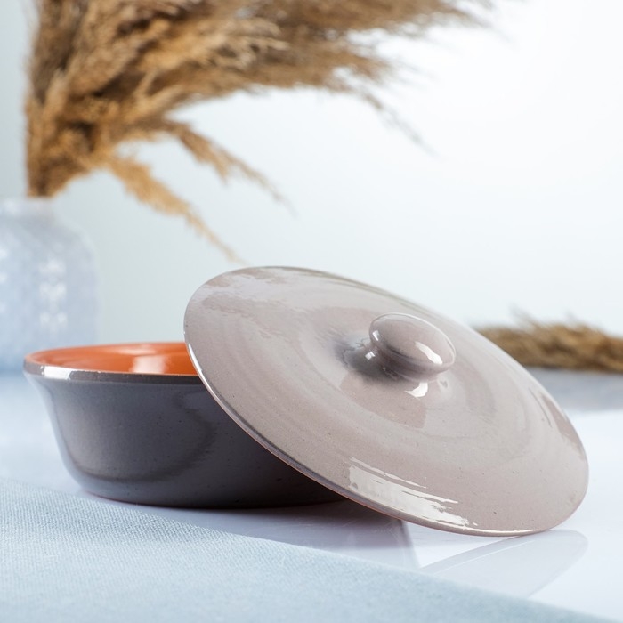 Салатник с крышкой  Салатник с крышкой "Вятский" 0,5 л (емкость для запекания), серый