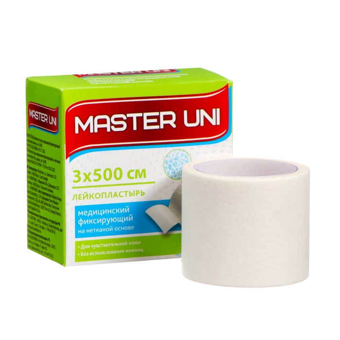 MASTER UNI лейкопластырь медицинский фиксирующий на нетканой основе, см: 3x500 MASTER UNI лейкопластырь медицинский фиксирующий на нетканой основе, см: 3x500