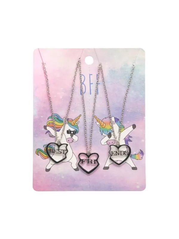 Кулоны на цепочке &laquo;Неразлучники&raquo;, с надписью best friends, 3 шт. цвет серебро, 40 см