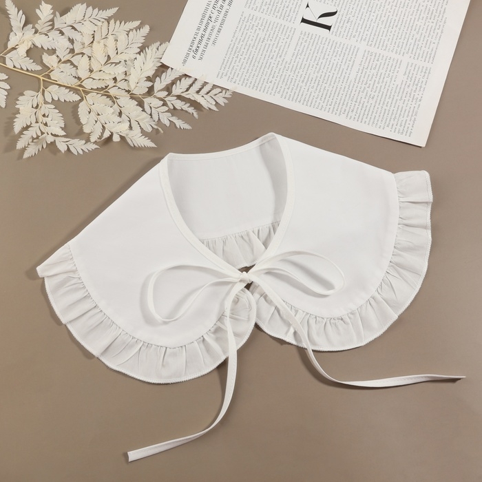 Воротник накладной, с отделкой из рюш, диаметр горловины = 43 см, 99 × 14 см, цвет айвори Воротник накладной, с отделкой из рюш, диаметр горловины = 43 см, 99 × 14 см, цвет айвори