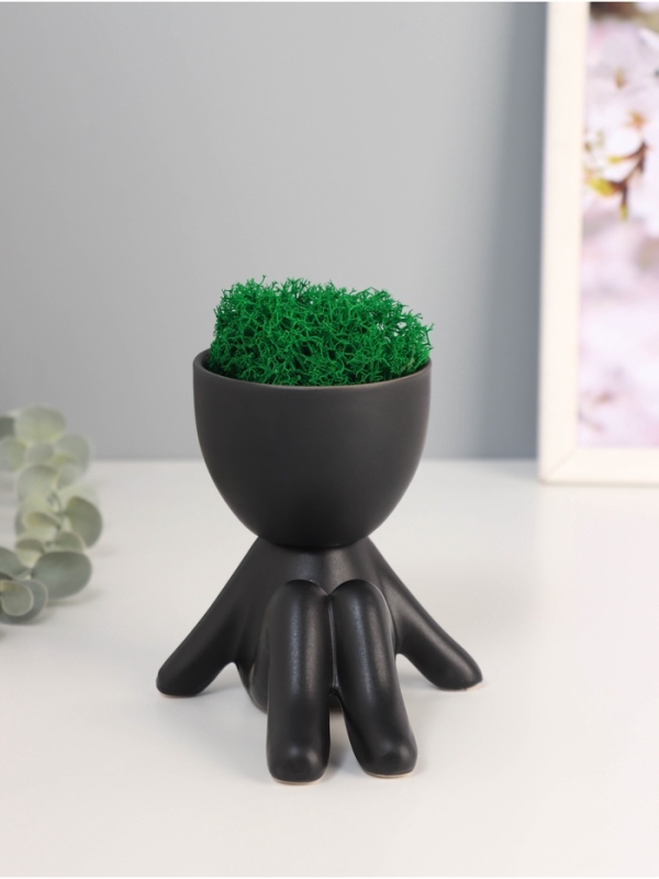 Кашпо керамика  Кашпо керамика "Мистер Грин на чиле" 10*9,5*12 см черный