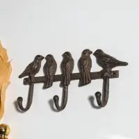 Крючки настенные &laquo;Пять птиц&raquo;, ключница декоративная, чугун, 27.5&times;13&times;4.5 см