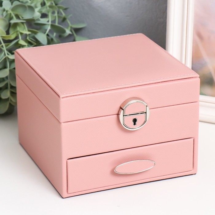 Шкатулка кожзам для украшений  Шкатулка кожзам для украшений "Сахарная вата" 16х16х11,8 см