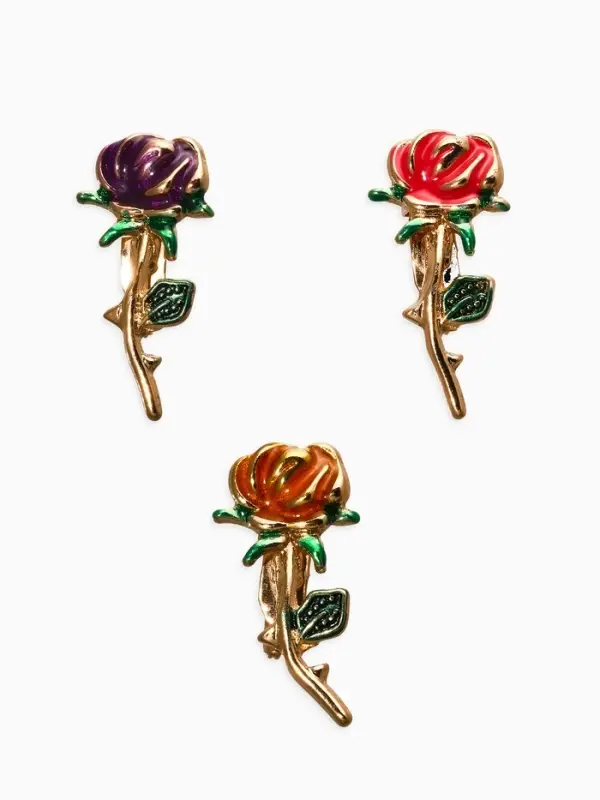 Брошь &laquo;Роза с листьями&raquo;, цвет МИКС в золоте