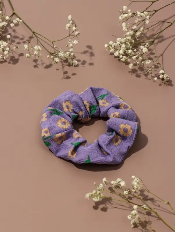 Резинка для волос QF &laquo;Орбита&raquo;, цветы лето, 10 см, жёлто-сиреневая