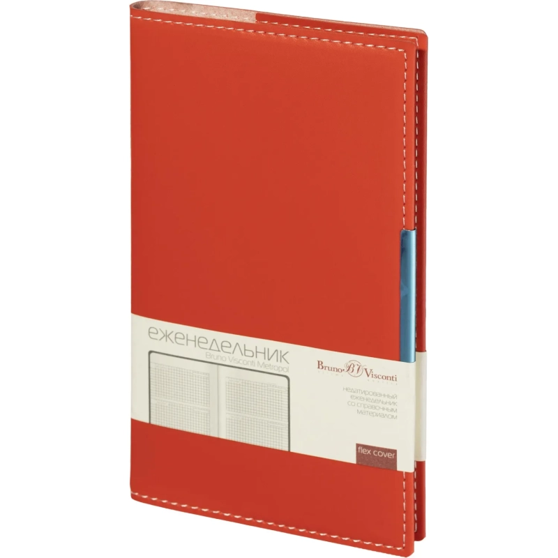 Еженедельник недатированный красный А6&nbsp; METROPOL, 3-492/02