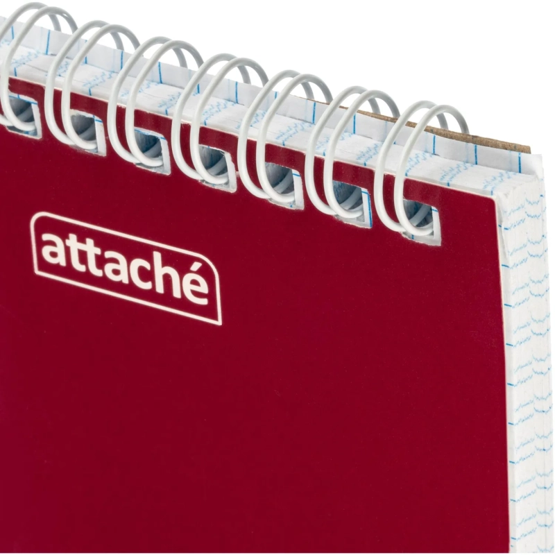 Блокнот на спирали А7 60л. ATTACHE, бордо, блок 60г, обложка 215г