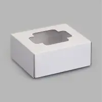 Коробка складная, крышка-дно,с окном, белая, 10 х 10 х 5 см