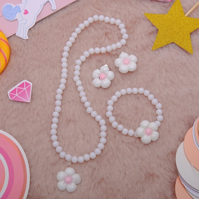 Набор детский «Выбражулька» 3 предмета: клипсы, кулон, браслет, цветок ромашки, цвета МИКС Набор детский «Выбражулька» 3 предмета: клипсы, кулон, браслет, цветок ромашки, цвета МИКС