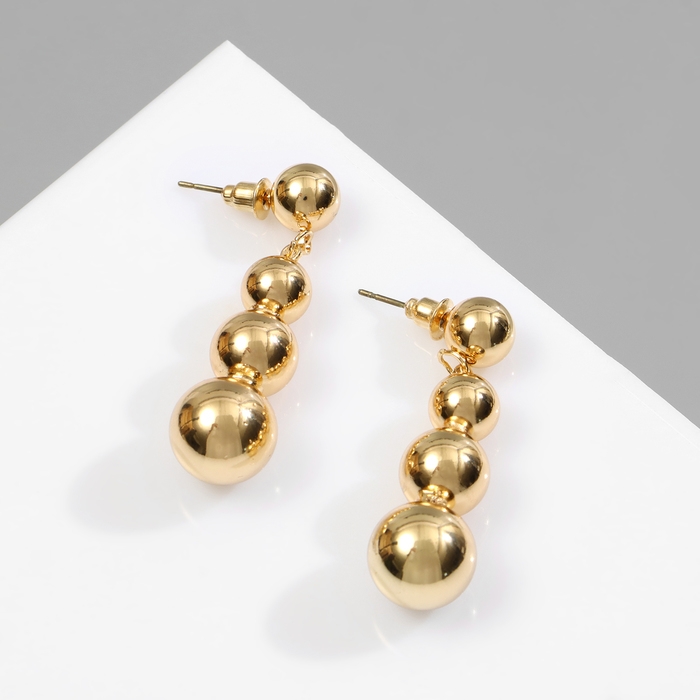 Серьги пластик «Бусины» на уменьшение, цвет золото Серьги пластик «Бусины» на уменьшение, цвет золото