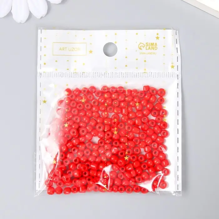 Бисер круглый 6/0  Бисер круглый 6/0 "Красный" 20 гр