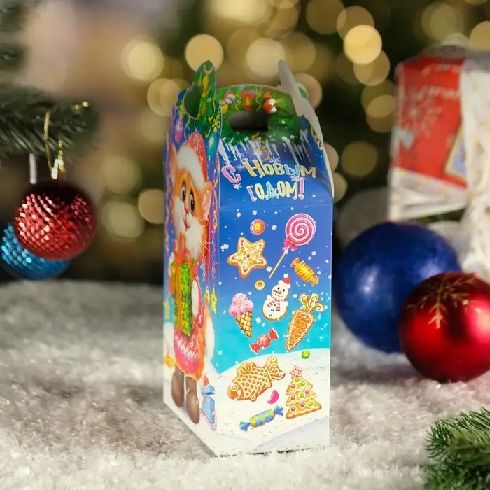 Подарочная коробка "Заяц - Кот", неон, 12×7×23 см