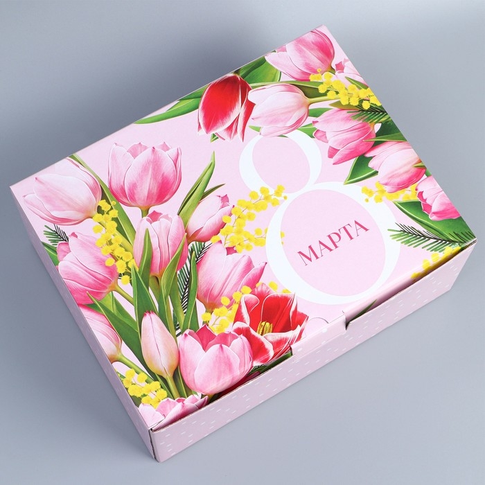 Коробка подарочная сборная, упаковка, «8 марта», 30 х 23 х 12 см Коробка подарочная сборная, упаковка, «8 марта», 30 х 23 х 12 см