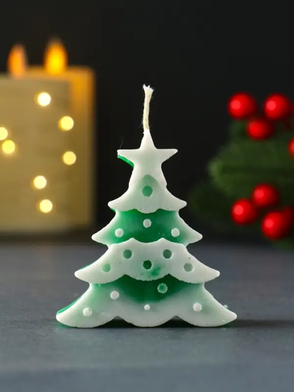 Свеча новогодняя Свеча новогодняя "Ёлочка с огоньками" 60х70 мм, зелёный