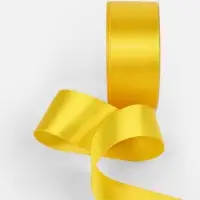 Лента атласная TEIRA, двухсторонняя, 38 мм, 25&plusmn;1 м, жёлтая №0645