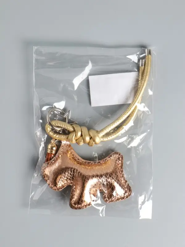 Брелок на карабине кожзам Брелок на карабине кожзам "Терьер" с узлом, золото 14х8х1,2 см