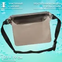 Сумка поясная, водонепроницаемая, чёрная, 22&times;18 см