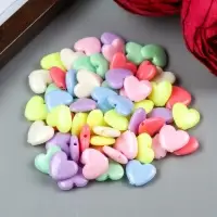 Набор бусин для рукоделия и плетения &laquo;Арт Узор. Сердечки: неоновые тона&raquo;, 60 шт., пластик, 1.3&times;1.5&times;0.5 см