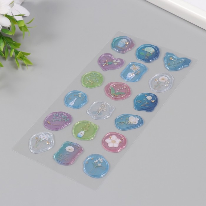 Наклейки для творчества пластик Наклейки для творчества пластик "Цветные цветочные богатства" 9,3х20,4 см