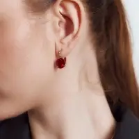 Серьги со стразами &laquo;Кристалл&raquo;, яркий, бело-красные в золоте