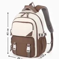 Рюкзак школьный, 2 отделения, 5 карманов, 29&times;13&times;40 см, коричневый, белый