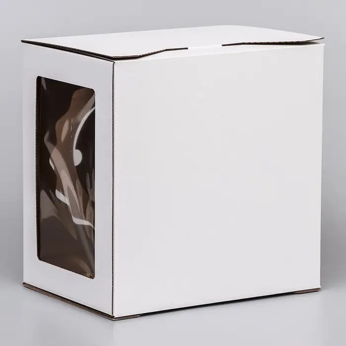 Коробка под торт 3 окна, с ручками, белая, 28&times;28&times;20 см