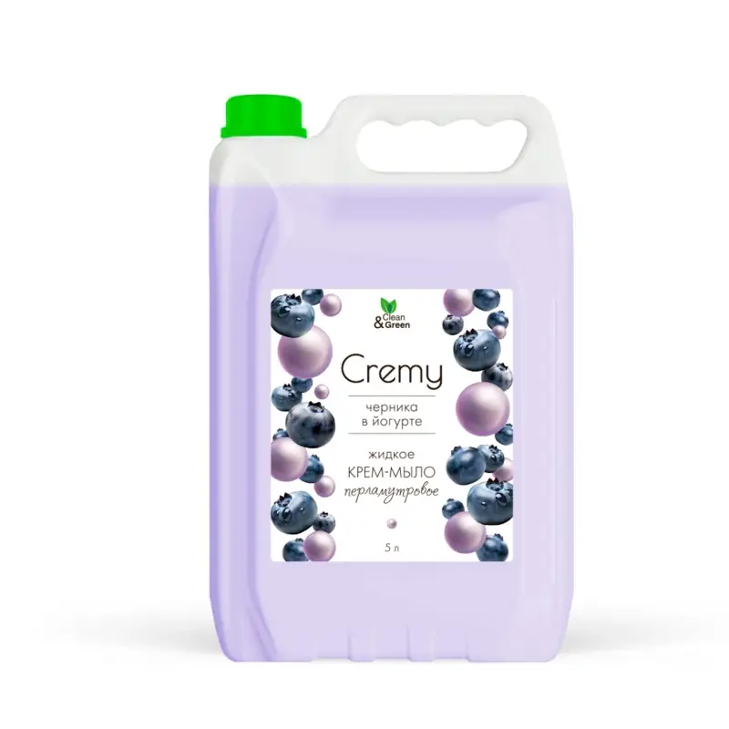 Крем-мыло жидкое с перламутром "Cremy" черника в йогурте увлажняющее 5 л. Clean&Green CG8358