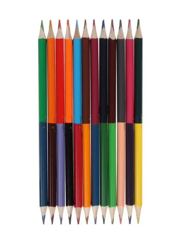 Карандаши Calligrata, цветные, двусторонние, 24 цвета, 12 шт., трёхгранные, деревянные