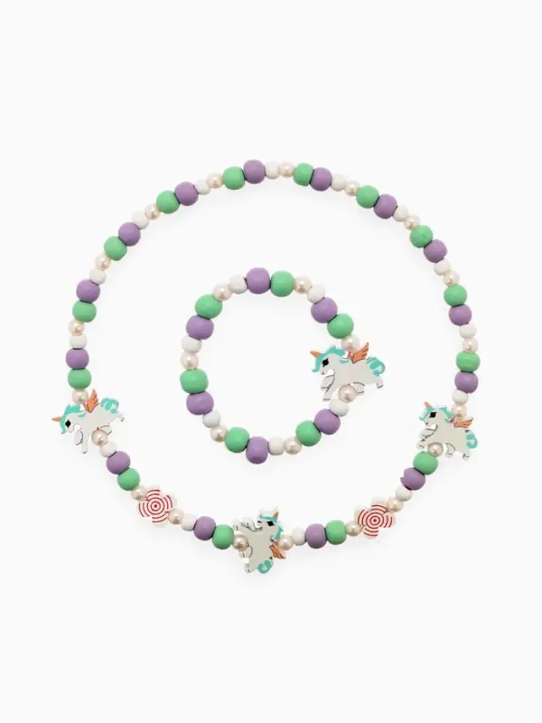Набор детских украшений Выбражулька &laquo;Единорог&raquo;, 2 предмета: бусы, браслет, разноцветный