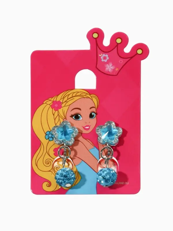 Серьги клипсы детские &laquo;Выбражулька. Шамбала и звездой кристалл&raquo;, голубые