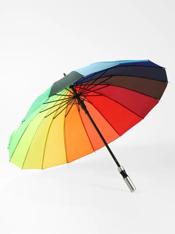 Зонт - трость полуавтоматический &laquo;Радужное настроение&raquo;, 16 спиц, R=48/55 см, d=96 см, разноцветный