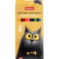 Карандаши 12цв, Hatber, заточ, трехгр, коробка, европодвес 94019