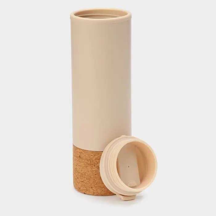 Бутылка для воды Magistro Cork, c элементами пробки, 450 мл, 7&times;7&times;23 см, пластик, бежевая