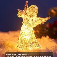 Ёлочная игрушка &laquo;Ангел&raquo; 9&times;6 см, подвеска, от батареек LR1130&times;3, свечение тёплое белое