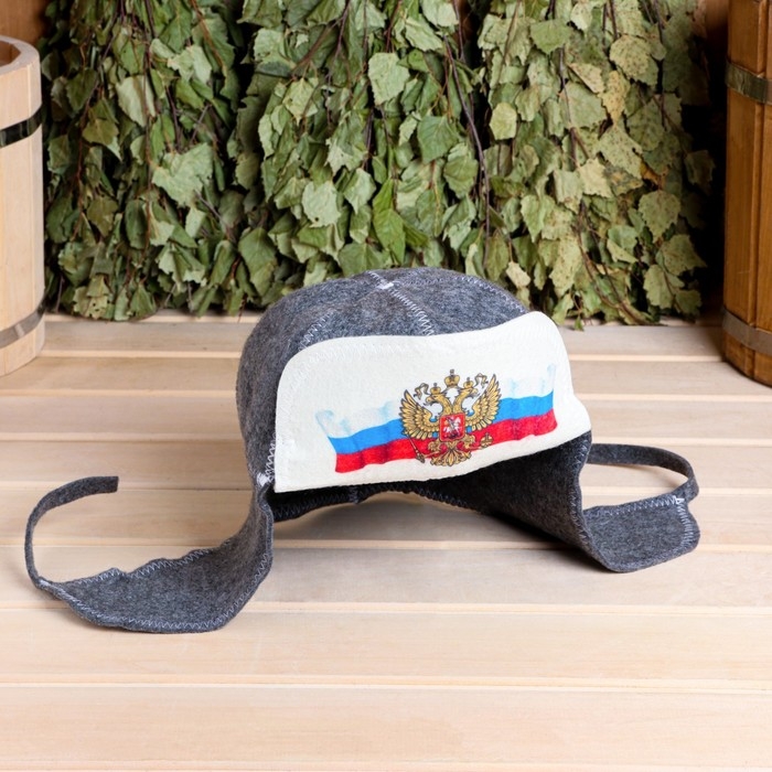 Шапка - ушанка для бани  Шапка - ушанка для бани "Герб"