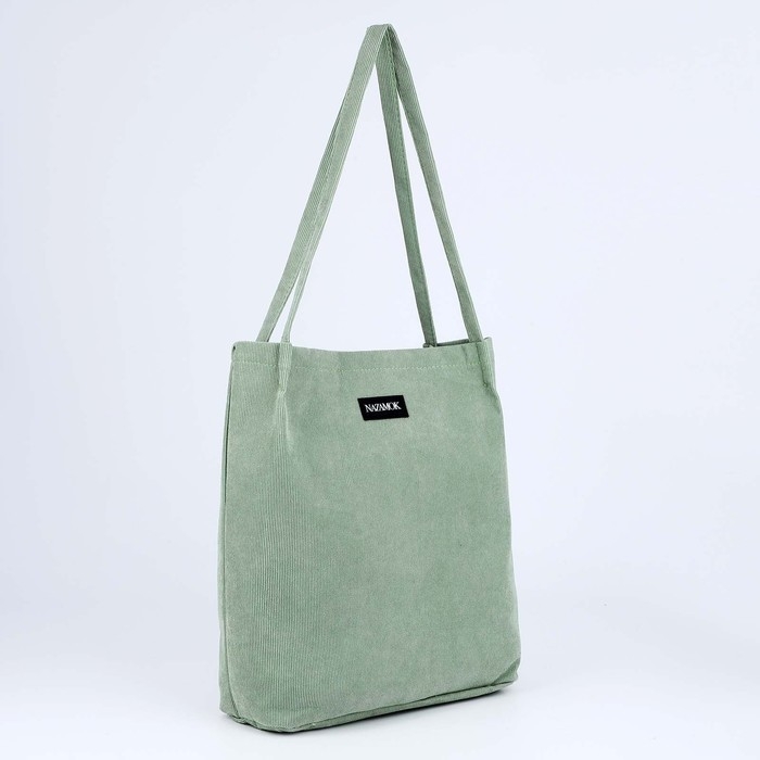 Сумка шопер вельветовый без застёжки, зелёный Сумка шопер вельветовый без застёжки, зелёный