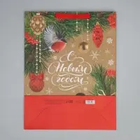 Пакет подарочный новогодний крафтовый «Снегири», L 31 х 40 х 11.5 см Пакет подарочный новогодний крафтовый «Снегири», L 31 х 40 х 11.5 см