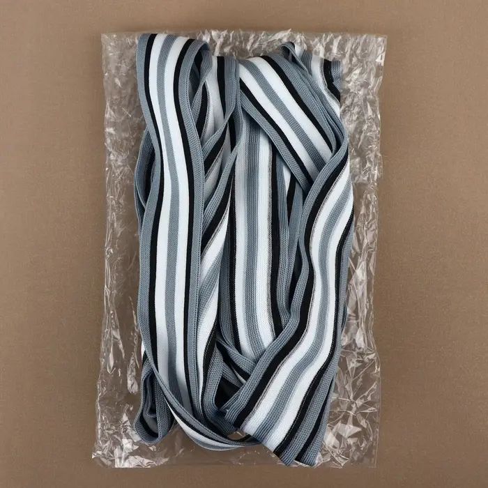 Тесьма трикотажная лампас 40 мм, 9&plusmn;0.5 м, серая, чёрная, белая