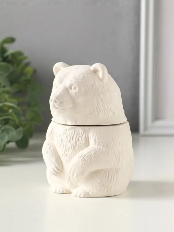 Шкатулка с крышкой для украшений &laquo;Медведь&raquo;, 11&times;7 см, гипс