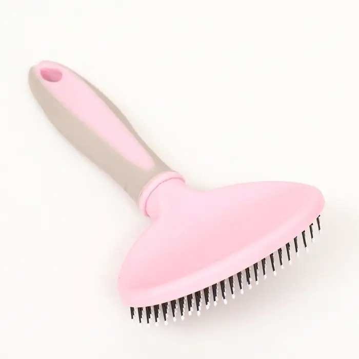 Пуходёрка средняя, 9.5&times;16.5 см, мягкая, с закруглёнными зубьями, пластик, розовая