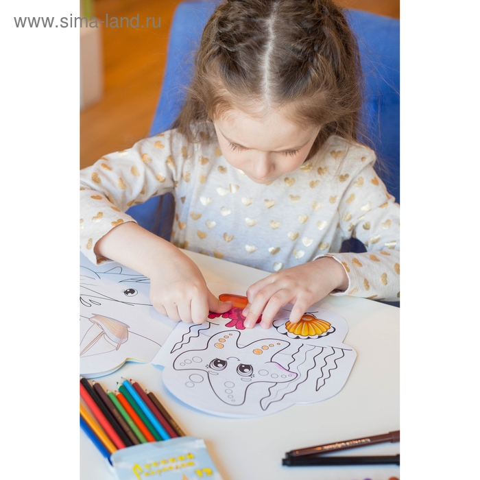 Раскраска с наклейками «Подводный мир», 16 стр. Раскраска с наклейками «Подводный мир», 16 стр.