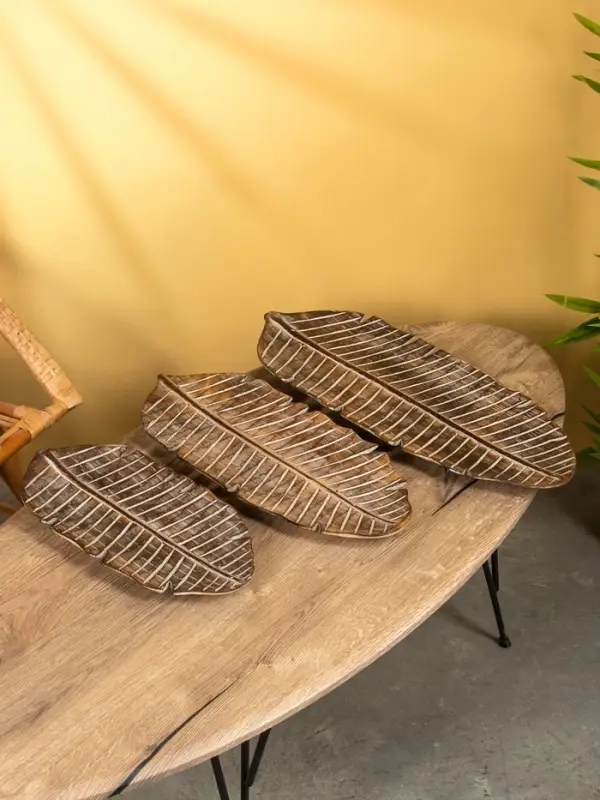 Набор блюд Набор блюд "Листья тропические" дерево, L - 60.50 и 40 см, цв. коричневый